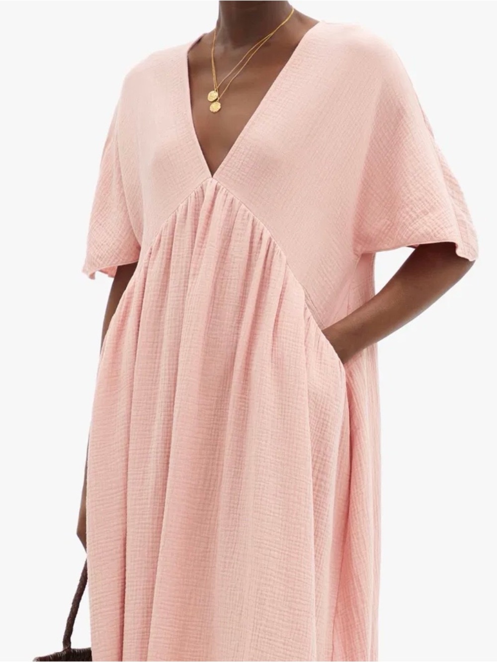 Loup Charmant Blush Pink V-Neck Midi Dress